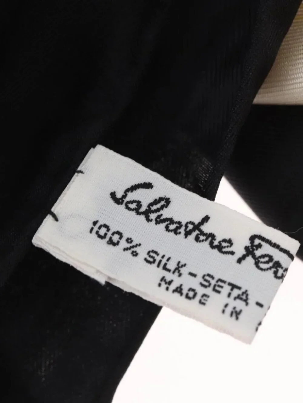 Salvatore Ferragamo Scarf Silk Black Auth 174683A